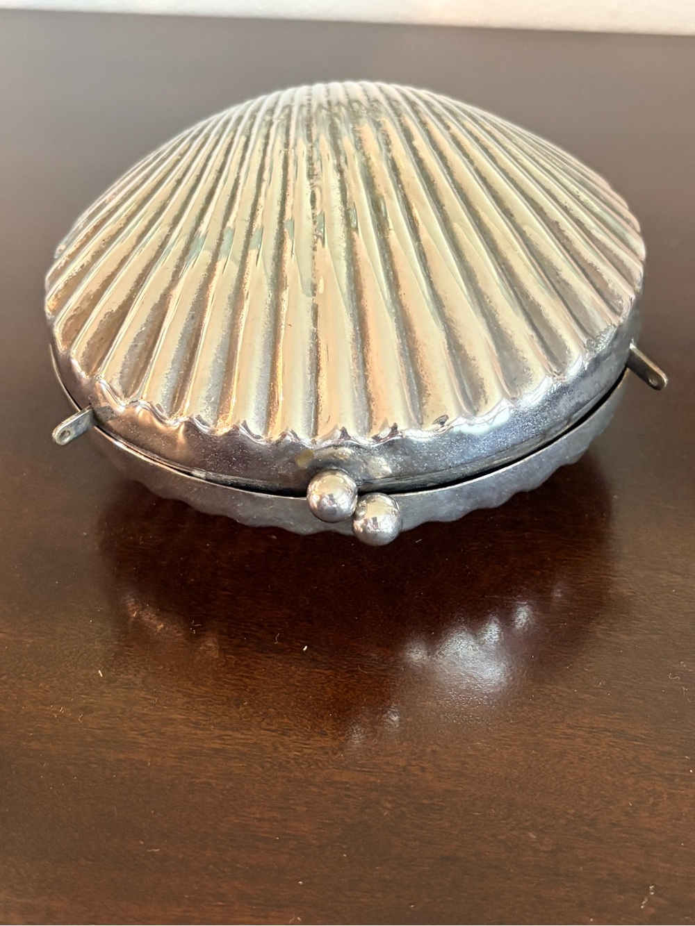 Purse Vintage Silver-Tone Shell Clutch Purse | Evening Bag Coastal Glam - Picture 3 of 16